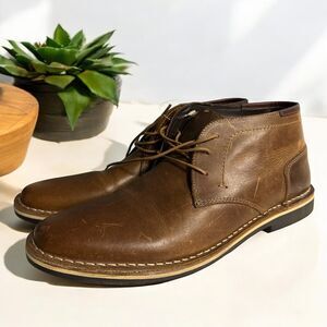 Steve Madden Men's Harken Boot Size 11‎ Lace Up Chukka Brown Leather Plain Toe
